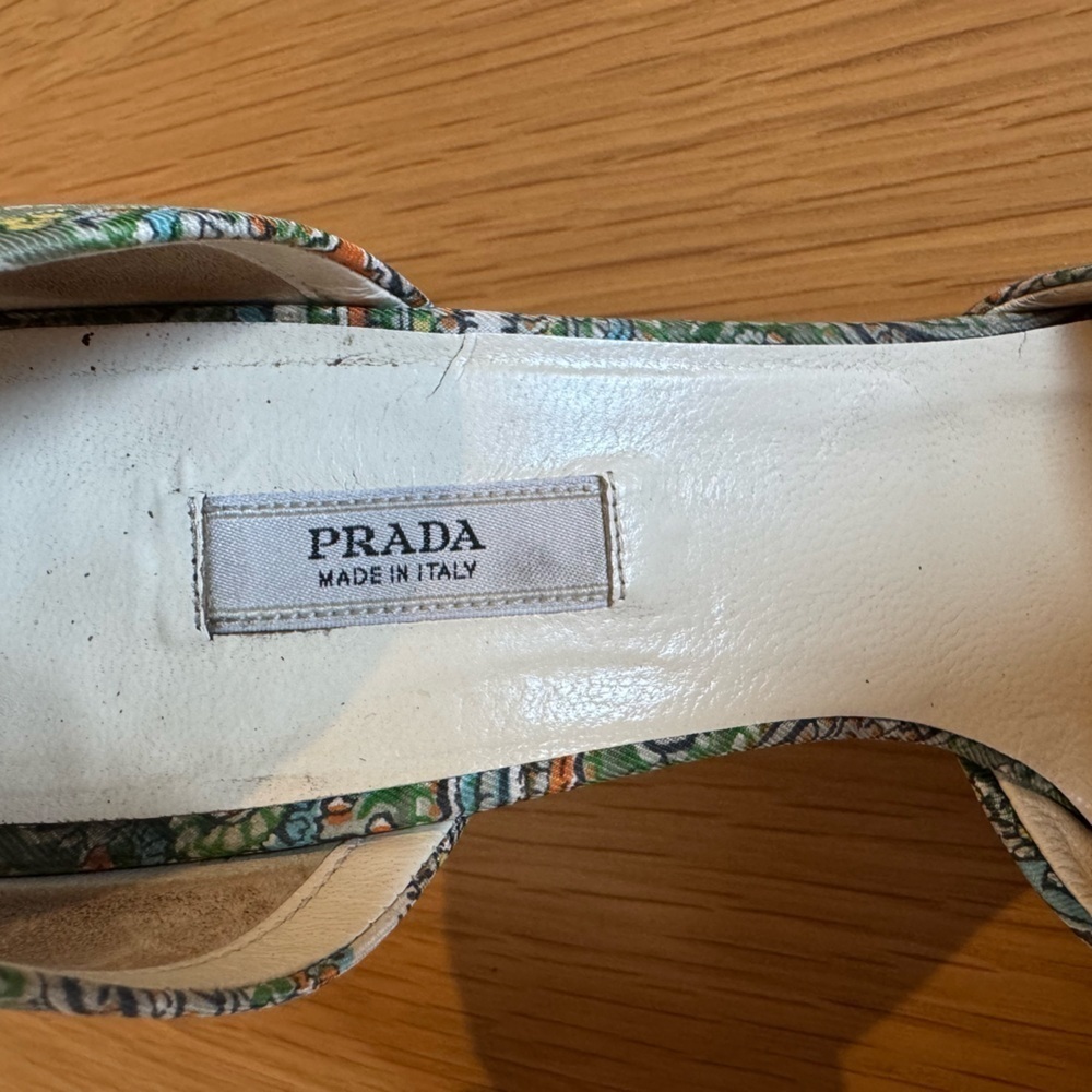 PRADA Fabric Paisley Print Pointed Toe D'Orsay Pumps Heels Size 37.5 - Picture 4 of 8